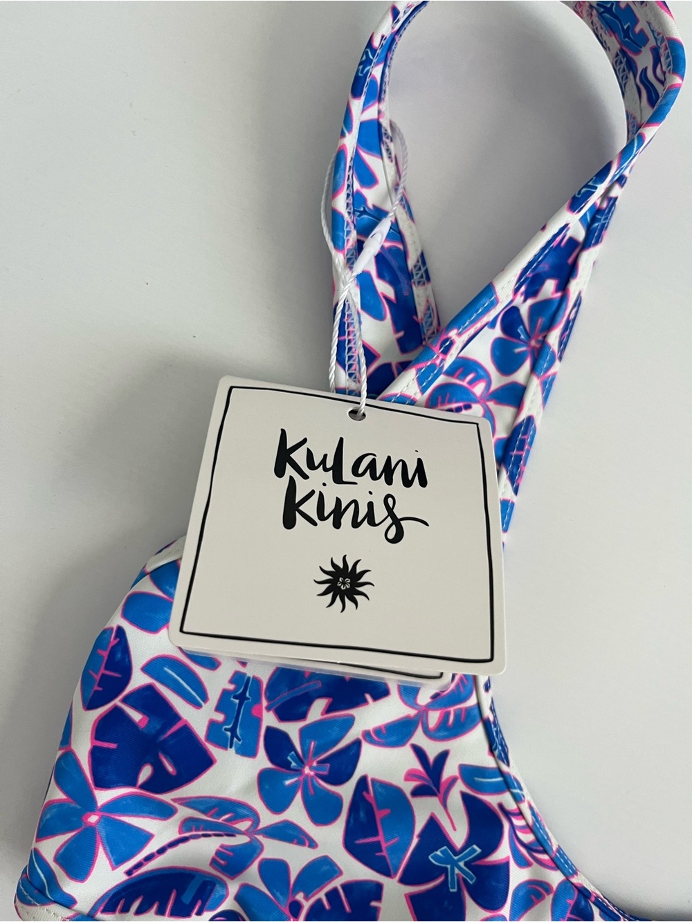 NWT Kulani Kinis purple and White Floral tropical Swim Top - Picture 2 of 4